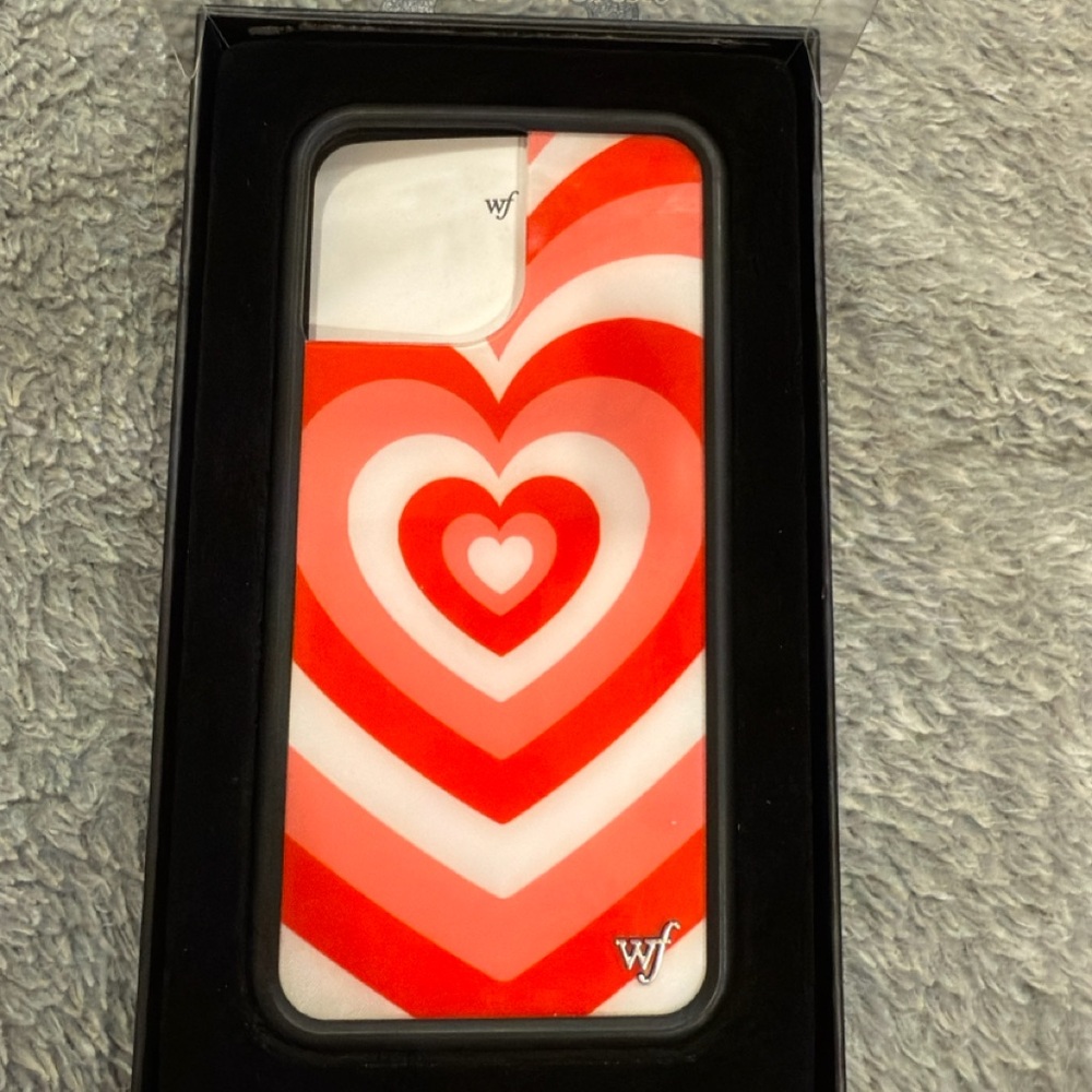 Wildflower Red & White Heart Pattern Phone Case for iPhone 13 Pro Max
